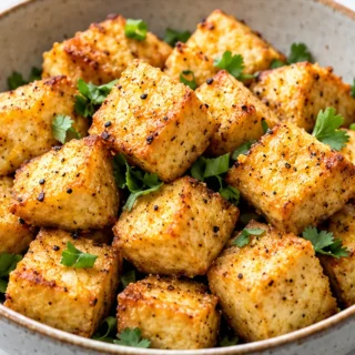 Crispy Air Fryer Tofu Bites! So addictively crunchy!