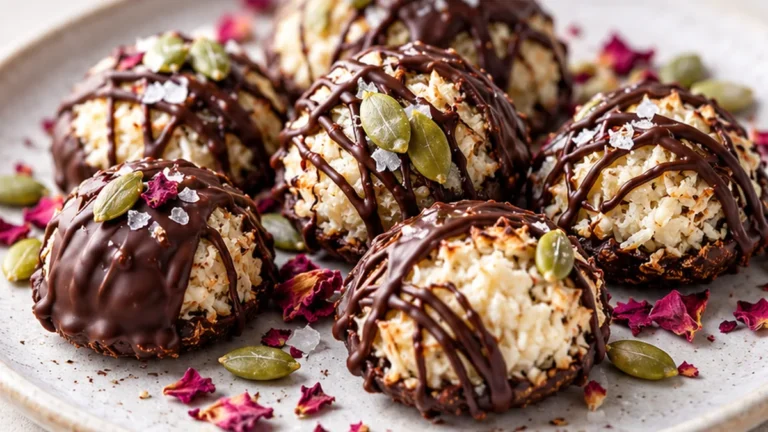 Dreamy Chocolate Dipped Coconut Caramel Macaroons!