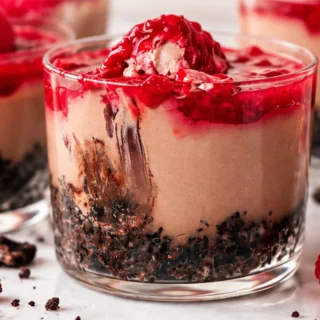 5-Minute Vegan Chocolate Cheesecake Cups - Vegan Chocolate Cheesecake: whip up these creamy, no-bake cups in just 5 minutes. Perfect for a quick, decadent desse