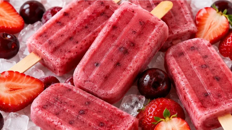 Vegan Strawberry Cherry Popsicles